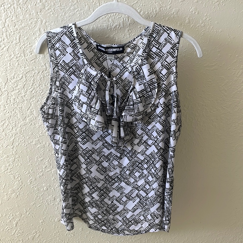 Karl Lagerfeld black & white blouse - good for work / office clothes!